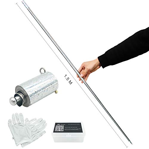 Kensally Xfunjoy 59"/150cm Silver Magic Appearing Cane Magic Staff with Free Gloves and Video Turorial for Professional Magician Stage Street Magic Performance