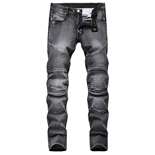 WAEKQIANG Pantalons De Moto pour Hommes, Jeans, GenouillèRes D'éQuitation pour Hommes, Jeans De Moto Nostalgiques, Coupe Slim pour Hommes à La Mode