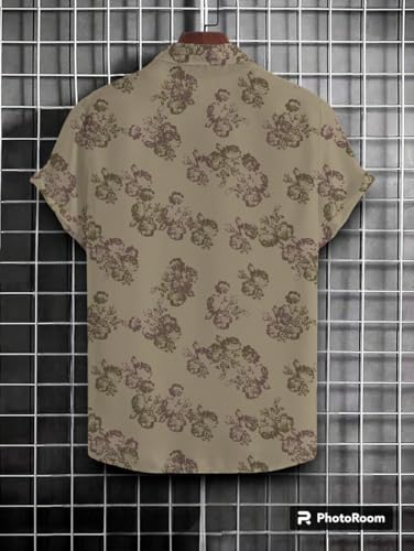 Image of Men's Striped Slim Fit Half Sleeves Stratchable Printed Shirt
