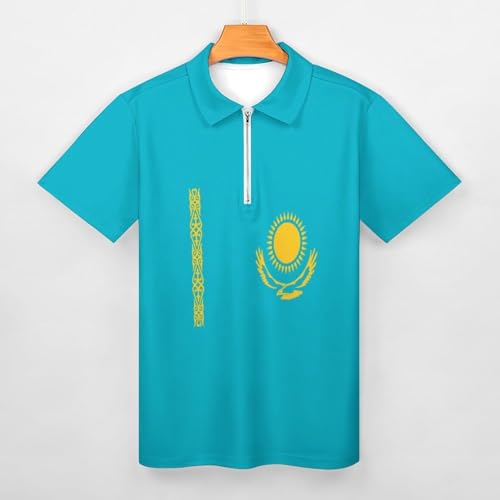 Polo homme drapeau kazakh blouse grande taille confortable coupe ajustée - 3