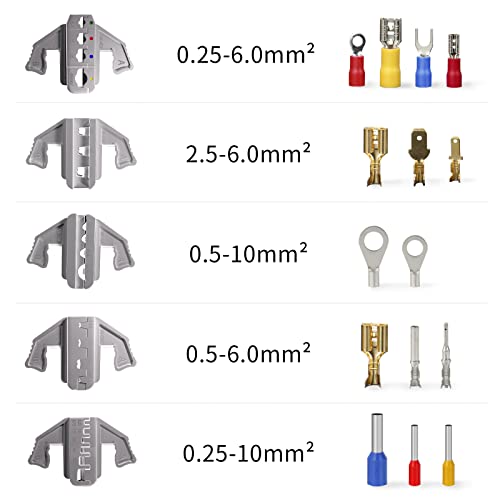 Wire Terminal Crimping Tool Electrical Connector Crimping Pliers For Electrical Insulation Terminals Ratcheting Insulated Terminal Crimper For 10-20 Awg Wire Quick Exchange Jaws Electrician Tools Set #TOP4