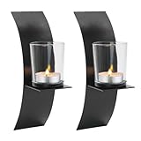 MrMrKura 2 Stück kerzenhalter Wand, dekorative Schwarze Metall-Wandkerzenhalter, Wanddekoration für Wohnzimmer, Schlafzimmer und Esszimmer (Schwarze)