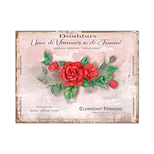 Plaque murale vintage bois tableau rose decoration maison suspendre