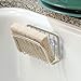 mDesign Metal Farmhouse Kitchen Sink Organizer Caddy, Storage Holder for Sponges, Soaps, Scrubbers - Quick Drying Wire Basket Design, Strong Suction Cups - 2 Pack - Satin