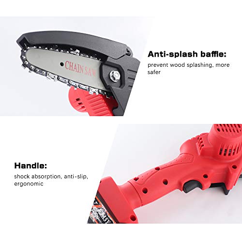 Snowtaros 4-Inch Mini Chainsaw, 24V Cordless Electric Portable Chainsaw, Pruning Shears Chainsaw for Tree Branch Wood Cutting (Charger + 1 Battery)