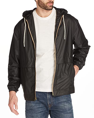 Image of Weatherproof Vintage Mens Lightweight Waterproof Coated Hooded Rain Jacket- Light Windbreaker Raincoat for Men- Rain Slicker