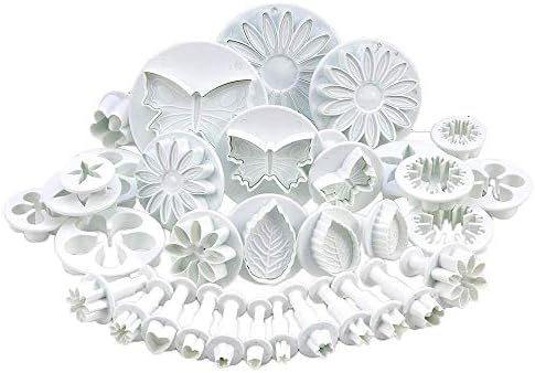 RoyalStyle 33 Piece Fondant Cake Cookie Plunger Cutter Sugarcraft Flower Leaf Butterfly Heart Shape Decorating Mold DIY Tools