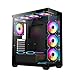 RUIX OV603 ATX Mid-Tower PC Case, Spacious High-Airflow Gaming Case with 4 x 120mm PWM ARGB Fans, USB 3.0 & Type-C Ports, Tempered Glass, Large Capacity Computer Case - Black