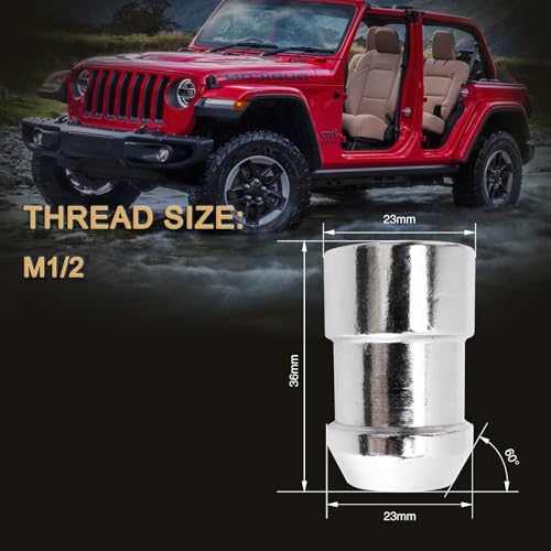 Image of 1 /2 Wheel Locks Set, Fit for Cherokee, Grand Cherokee, Liberty, Wrangler, Nitro, Explorer?Wheel Locks, 4 Locking Lug Nuts 2 Pcs Key with 20Pcs Spike Lug Nuts+1 Key, Chrome