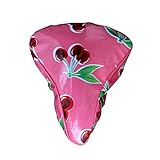  Sattelschoner Sattelbezug Regenschutz Sattelschutz aus wasserabweisendem Wachstuch, mit Kirschen - Cerezas pink