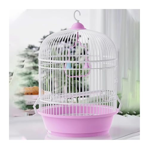Vogelkäfige Tragbarer Käfig for Papageien, Außenkäfig, tragbarer, dekorativer runder Vogelkäfig for Herausnehmen Komfortabel(Pink)