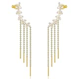 Pendientes de borla para mujer, clip de cobre con diamantes de imitación, cobre, diamantes de imitación