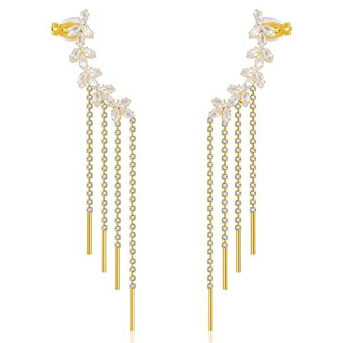 Tassel Ear Cuff Earrings For Women - Rhinestone Copper Ear Clip #TOP11