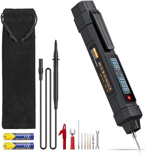 Neoteck 3 in 1 Pen Type Multimeter with Phase Sequence Detection 6000 Counts Digital Multimeter Voltage Tester with LCD Display for AC/DC Voltage Resistance Diode Continuity Capacitance Frequency