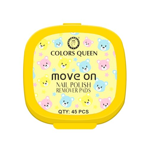 Image of Colors Queen Move On Nail Polish Removers Pads | Easy & Hassle Free Nail Paint Remover Wipes | Keeps Nails Moisturized & Nourished | Alcohol & Aceton Free Nail Polish Remover Wipes (45 Wipes, Yellow)
