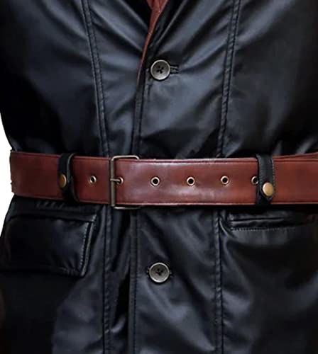 Assassins Gang Cred Black and Brown Men Trench Leather Long Coat4