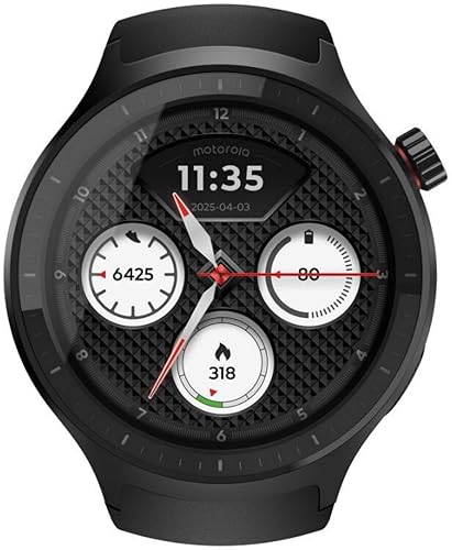 Image of Motorola Moto Watch, 1.4 OLED, AOD, Auto-Brightness, Dual Band GPS, Powered by Polar Smartwatch (Pantone Volcanic Ash Band Strap, Free Size)