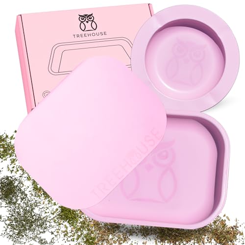 Treehouse Rolling Tray Set with PVC Soft Magnetic Lid, Ashtray Included for Home Storage or Travel -