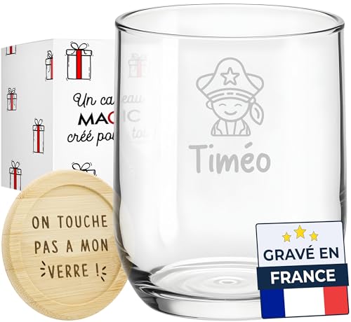 KDO MAGIC - Verre Personnalisé Gravé avec Prénom - Verre à eau Personnalisable - Idée Cadeau Original pour homme, femme, enfant - Anniversaire, Fête,...