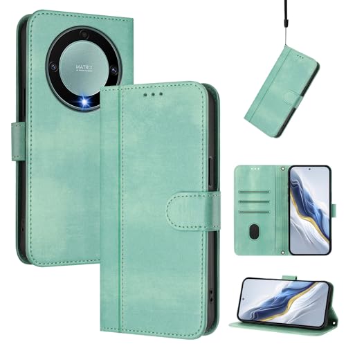 Pzwoxukhov Compatible with Honor X9A 5G / X40 5G Case Cover,Compatible with Honor Magic 5 Lite with Card Slot,Stand Holder,PU Leather flip Shockproof Case Cover Light Green