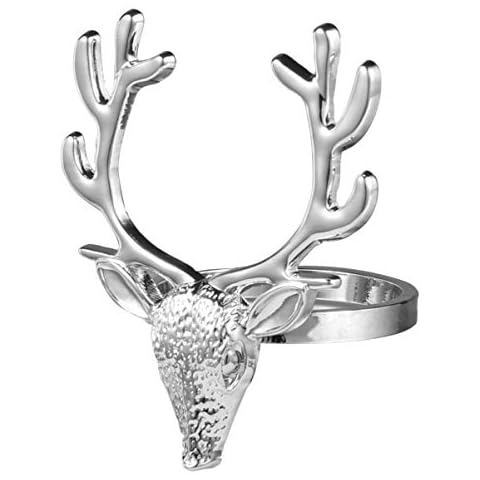 PRETYZOOM Silver Christmas Deer Napkin Holders Cover
