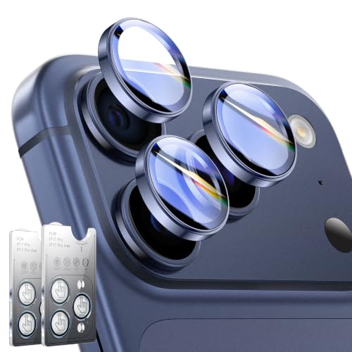 Image of LK for iPhone 17 Pro /17 Pro Max Camera Lens Protector [Top 9H+ Military Grade Shatterproof] One-Click Installation, Ultra-Tough HD, Individual Lens Protectors Scratch-resistant, Deep Blue