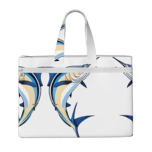 ESNAIUVCD Dokumententasche A4 mit Fischdruck