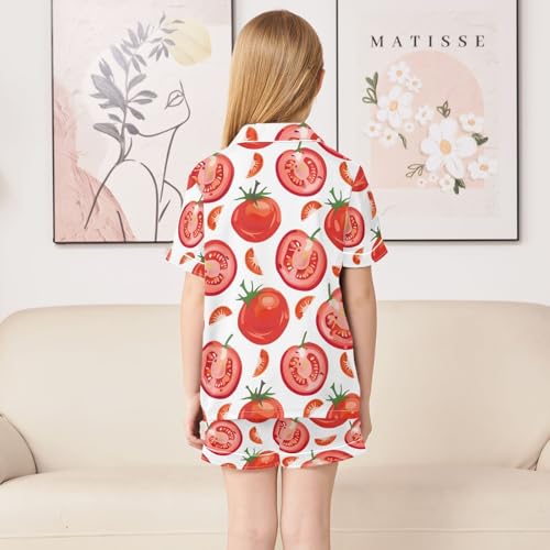 ALAZA Red Tomato Slices Pajamas Satin Pajama Set Short Sleeve Button Down Sleepwear4