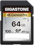 【5-Years Récupération de données GIGASTONE 64GB SD Carte, 4K caméra Pro, A1 V30 SDXC Carte mémoire 4K UHD Vidéo Compatible avec appareil photo numérique Canon, avec 1 Mini Affaires