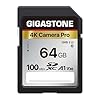 【5-Years Data Recovery】 GIGASTONE 64GB SD Card, 4K Camera Pro, A1 V30 SDXC Memory Card 4K UHD Video Compatible with Canon Digital Camera, with 1 Mini Cases