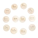 HIAKDOFT 12 Stück Monatskarten Runde Geburtskarten mit Englischen Buchstaben Kreative Meilensteinkarten für Neugeborene und Babyparty Geschenk