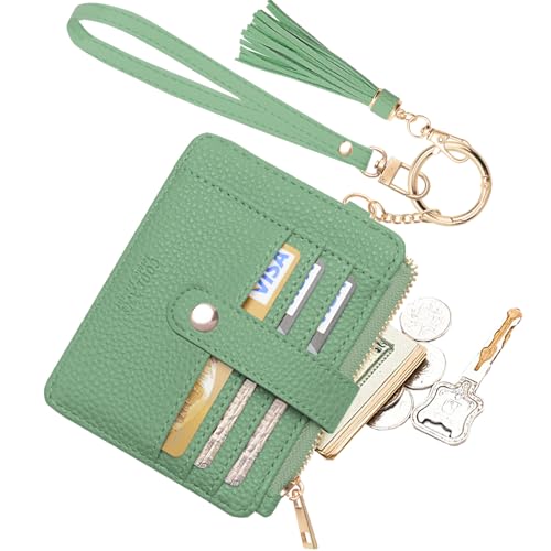Image of COOLANS Silicone Bracelet Wristlet Wallet Credit Card Holder RFID ID Window Key Ring Tassel Slim Wallet Women Keychain Purse