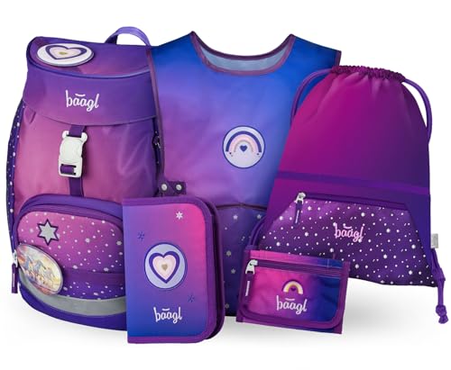 Baagl Schulranzen Mädchen Set 5 Teilig (Airy Schultasche für 1. Klasse,...