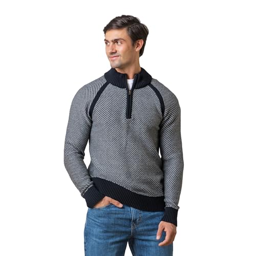 Hope & Henry Men's Half Zip Raglan Contrast Sweater, Small