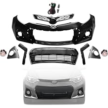 Sedan S SE Front Bumper Cover Kit Fits 2014 2015 2016 To-yota Corolla Sedan S SE,W/Upper Grille Lower Grill & Fog Lights,Replacement for 52119-03906, TO1000400, 52115-02240