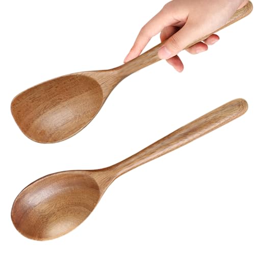 MornHalo 2PCS Acacia Wooden Spoons For Cooking 12-inch Smooth Finish Corner Spoon And Cooking Spoons-Comfortable Grip Wood Spoons for Cooking - Non-Stick Wooden Cooking Utensils by MornHalo - Used condition - US$6.50