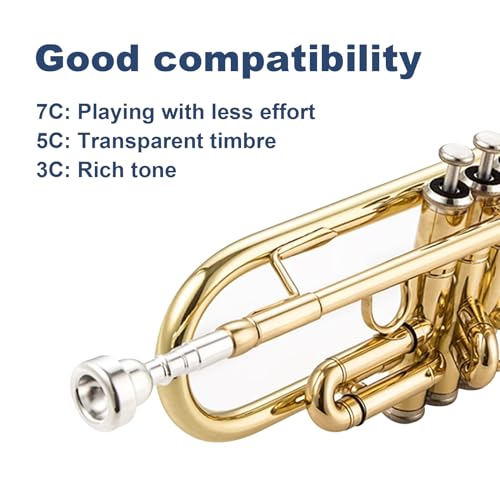 image for ROCHIX 1890 Silver Trumpet Mouthpiece 7C 5C 3C Trumpet Mouthpiece Set 