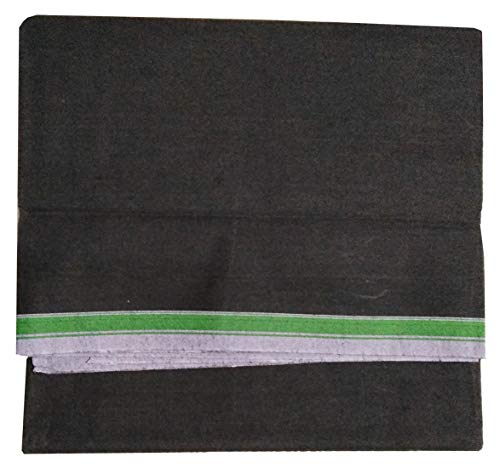 Men's Pure Cotton Lungi Sarong Mundu Dhoti Kaili India Ethnic Dress Solid Colors (Black)3