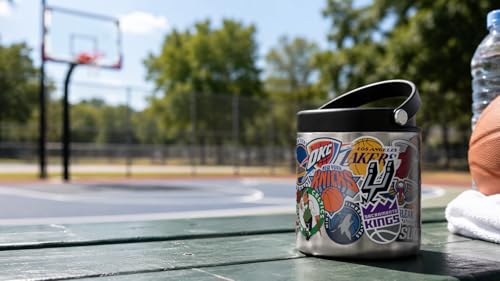 Image of Hydrapeak NBA Officially Licensed All-Team Logo Sticker Print 25oz Stainless Steel Vacuum Insulated Food Jar with Handle, Wide Mouth Leak-Proof Soup Container for Adults, 10 Hours Hot & 16 Hours Cold