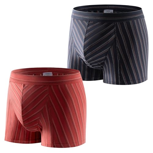 #VerdientProvisionen<br>Carer 2er Pack Herren Inkontinenz Boxershorts 80 ml für leichte Inkontinenz Auslaufschutz Schnellaufnahme waschbare Funktionsunterwäsche weich leicht modisch geschnitten Gestreift Größe XXL