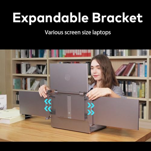 Image of Karlak 14 inches Lap Expansion Screen 1080P FHD Portable Quad-Screen Monitor able & Rotatable Design Driver Quick Installation with 1 Cable for 3 Displays for Windows, MacOS for 13.6-17.3 inch Lap