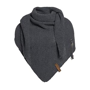 KNIT FACTORY - Dreiecksschal Coco - Damen Strickschal mit Wolle - Umschlagtuch für den Herbst und Winter - Winterschal - Dreieckstuch - Hochwertige Qualität - XXL Schal - 190 x 85 cm - Anthrazit