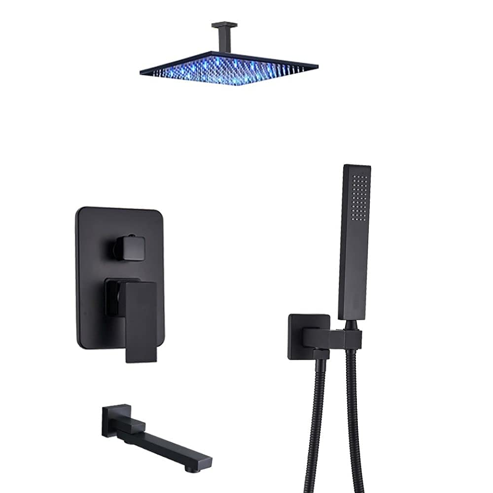 Zestaw prysznicowy, system prysznicowy, bateria łazienkowa, matowa czarna, deszczownica, bateria wannowa, montowana na suficie, bateria prysznicowa do wanny, bateria prysznicowa do łazienki, zestaw