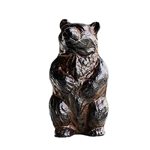 Sculpture d'ours de fer noir : décoration moderne salon et bureau