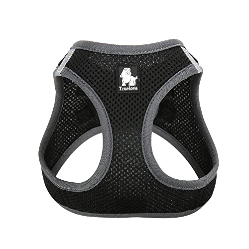 TRUE LOVE Dog Harness Soft Air Mesh Adjustable Reflective Pet Vest for Small and Medium Breeds Large, Black - Image 3