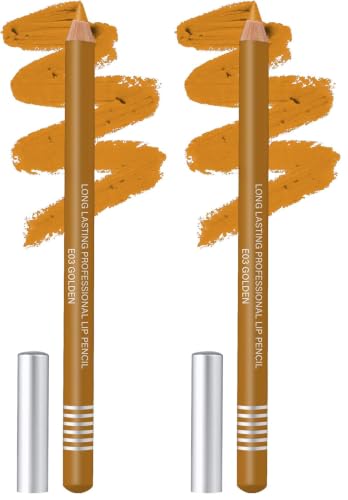 Image of Colors Queen Lip Liner Pencil | Long Lasting & Waterproof Formula | Matte Lip Liner Pencil for Women (E-03, Golden) (Pack of 2)