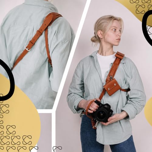 Image of C Coiro Leather Camera Strap Crossbody for DSLR, Mirrorless - Secure Dual Mount, Quick Release for Professional Photography