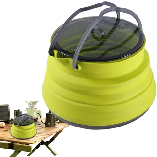 Pentola da campeggio in silicone, caffettiera pieghevole in silicone, 16 x 16 x 4 cm, grande capacità, strumento da cucina compatto per escursioni, viaggi e attività all'aperto