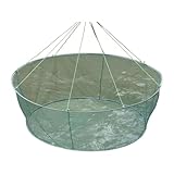 Large Open Mouth Foldable Fishing Net Durability Nylons Meshes with Baits Bag for Efficient Catching in Rivers Lake Pond Baits Retention Fishing Trap Net