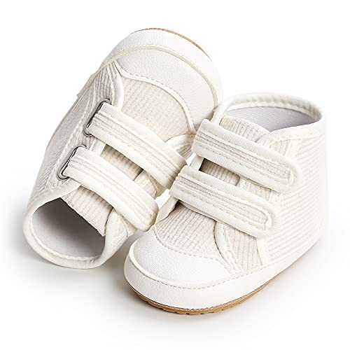 Hsdsbebe Baby Boys Girls Pu Leather Hard Bottom Walking Sneakers Toddler Rubber Sole First Walkers Infant Cartoon Slippers Crib Shoes(M2017 White,2) #TOP4